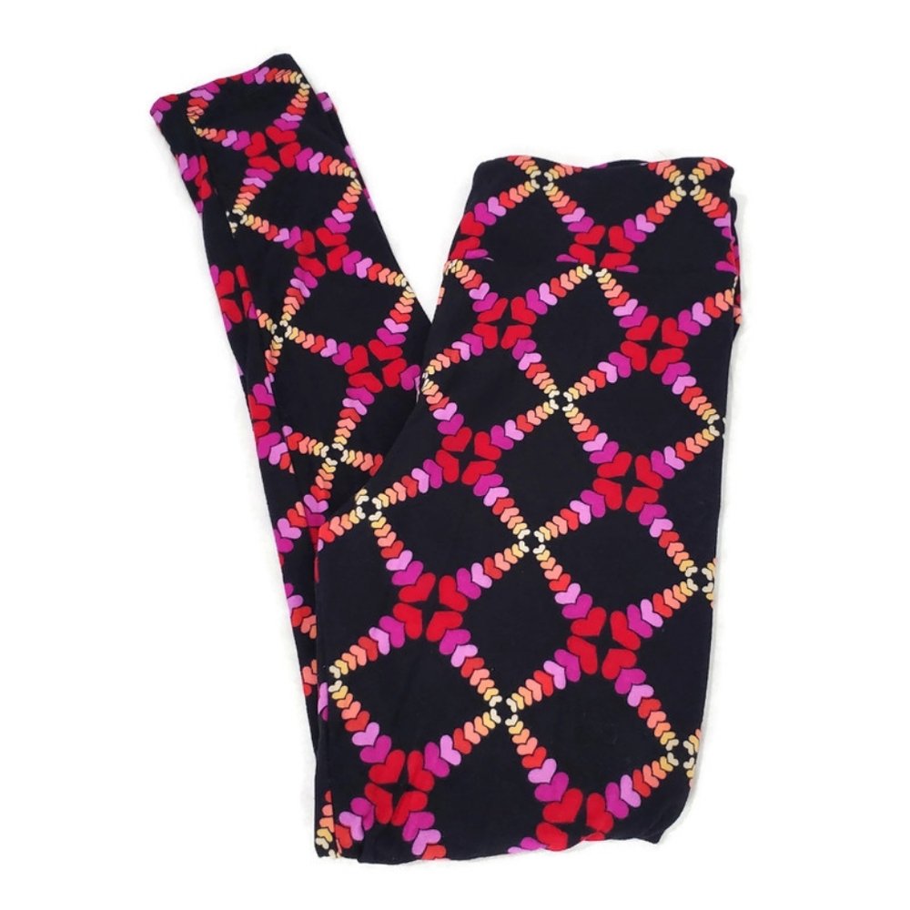 NEW Lularoe Valentine’s Day Leggings OS Novelty Print Colorful Hearts Super Soft
